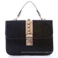 Trendy Large Rivet Handbags Grey / Black , Detachable Shoulder Strap